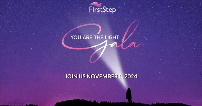 Purple Sky With a Person Shining a Light Into The Sky | You Are The Light Gala | Join Us November 8th, 2024 | First Step